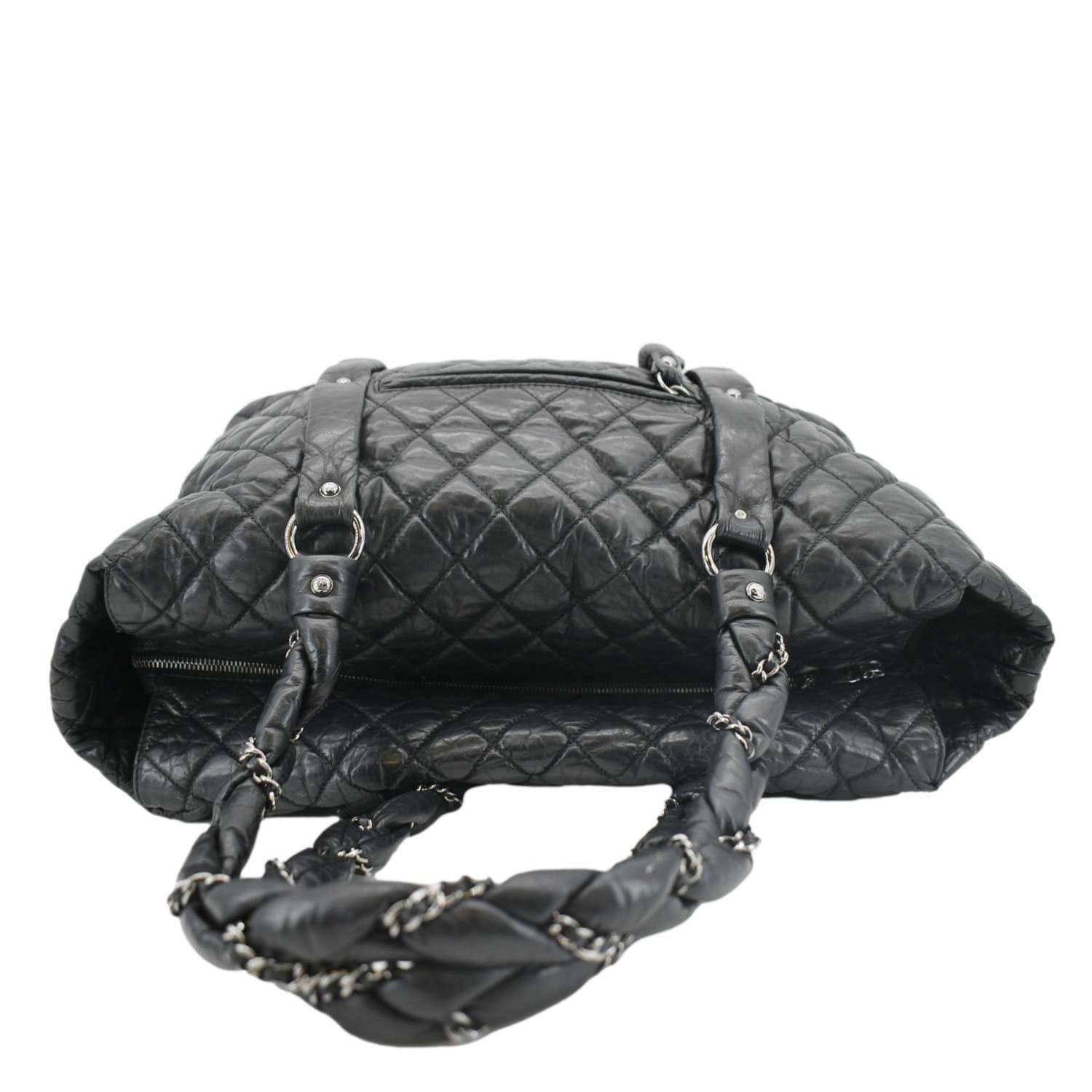 Chanel Distressed  Ligne Braid Calfskin Leather Tote Bag Black