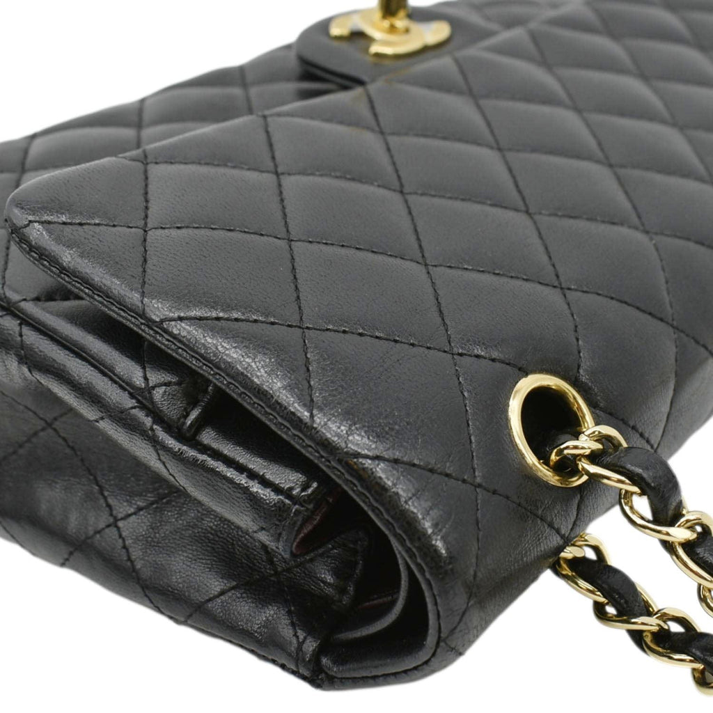 Chanel Classic Medium Double Flap Quilted Leather Shoulder Bag Black