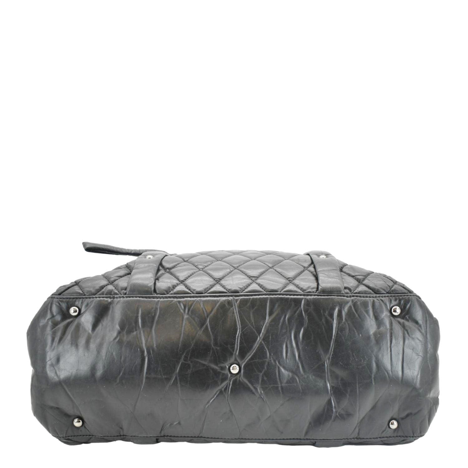 Chanel Distressed  Ligne Braid Calfskin Leather Tote Bag Black