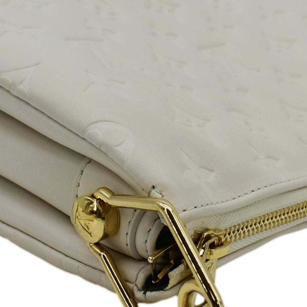 LOUIS VUITTON Coussin PM Monogram Embossed Leather Shoulder Bag White