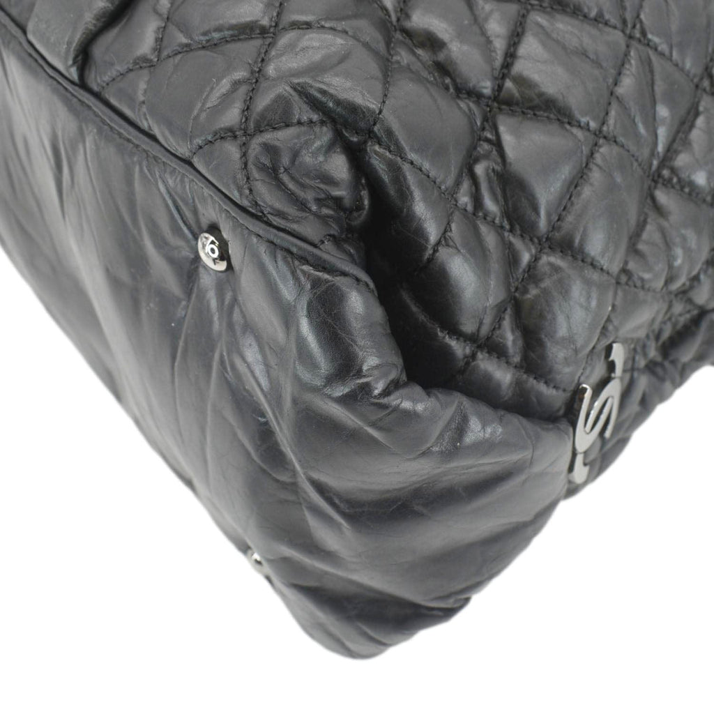 Chanel Distressed  Ligne Braid Calfskin Leather Tote Bag Black