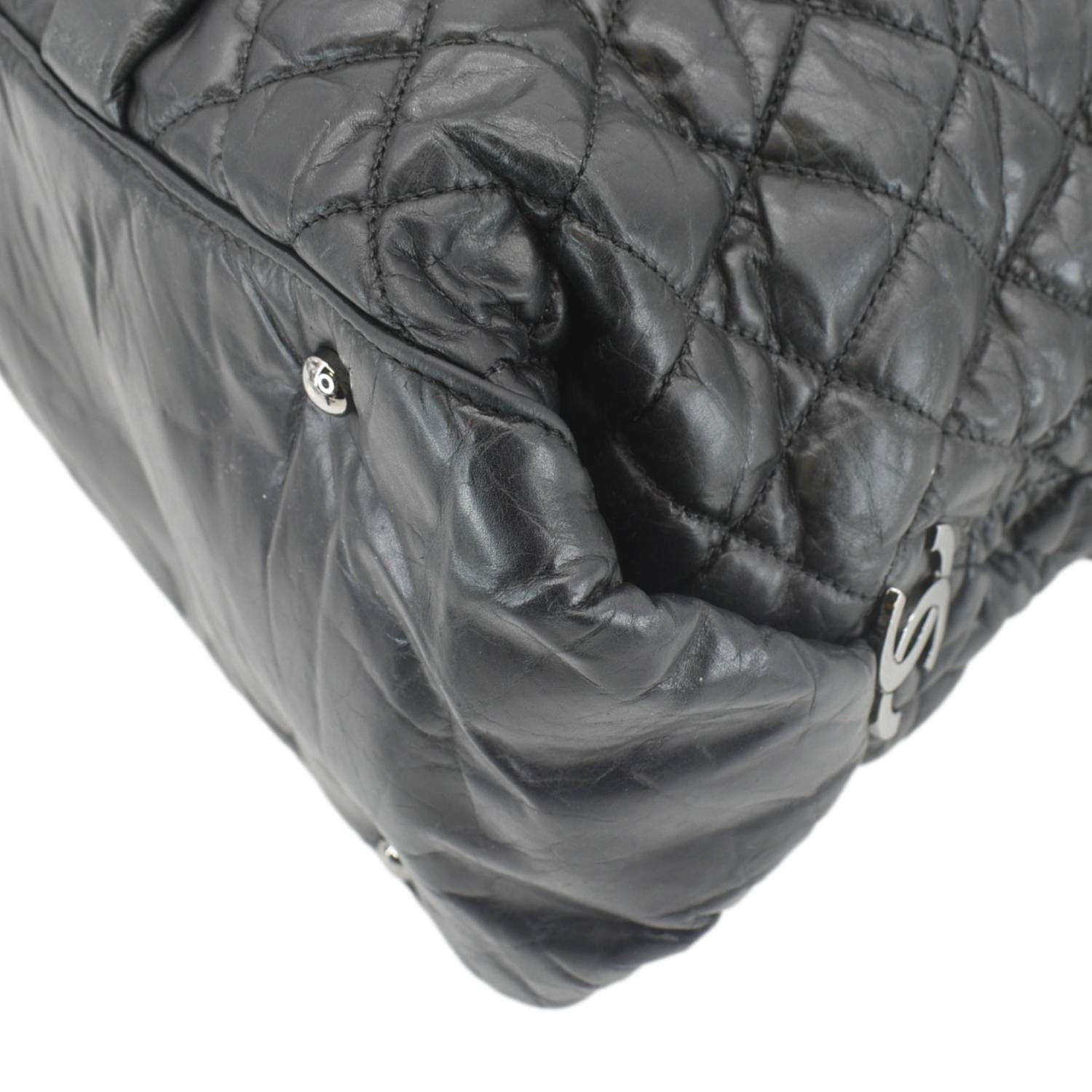 Chanel Distressed  Ligne Braid Calfskin Leather Tote Bag Black