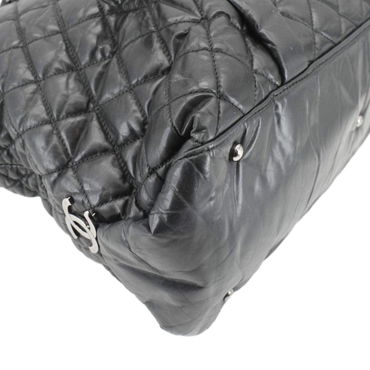 Chanel Distressed  Ligne Braid Calfskin Leather Tote Bag Black