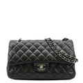 Chanel Classic Medium Double Flap Quilted Leather Shoulder Bag Black