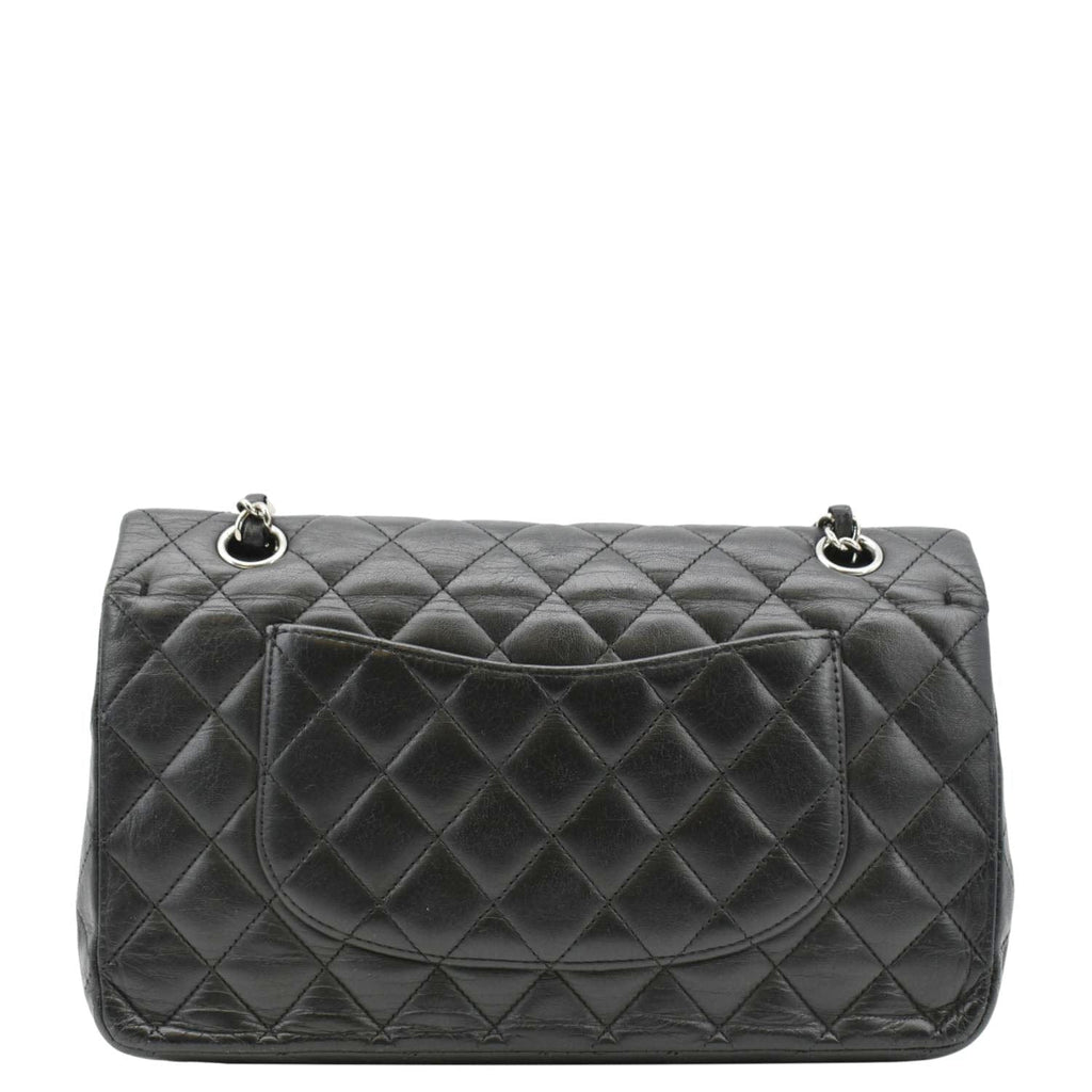 Chanel Classic Medium Double Flap Quilted Leather Shoulder Bag Black