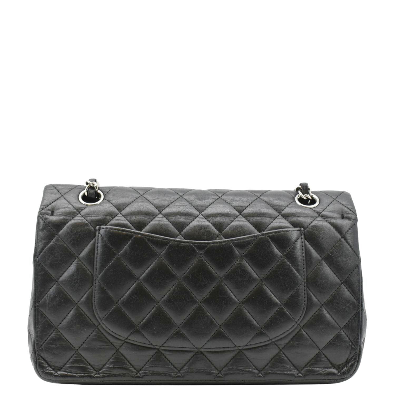 Chanel Classic Medium Double Flap Quilted Leather Shoulder Bag Black