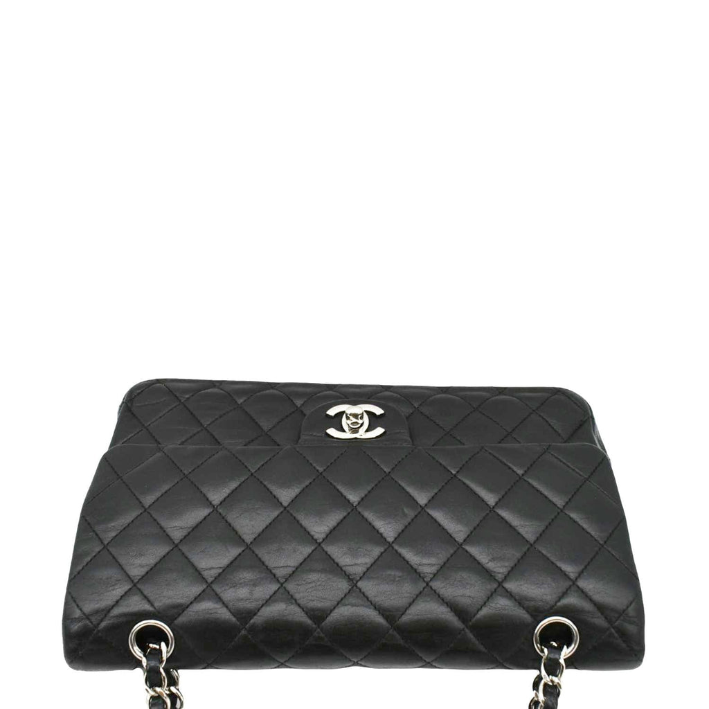 Chanel Classic Medium Double Flap Quilted Leather Shoulder Bag Black