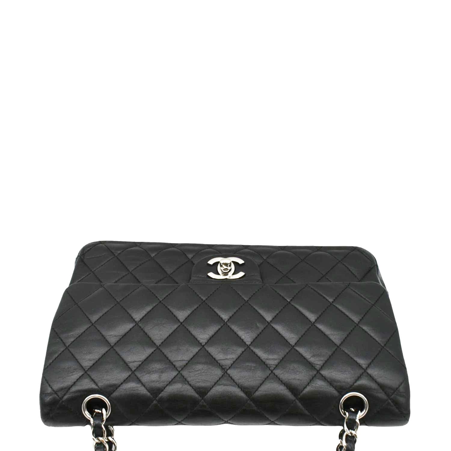 Chanel Classic Medium Double Flap Quilted Leather Shoulder Bag Black