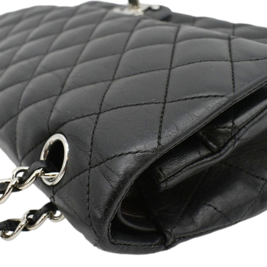 Chanel Classic Medium Double Flap Quilted Leather Shoulder Bag Black