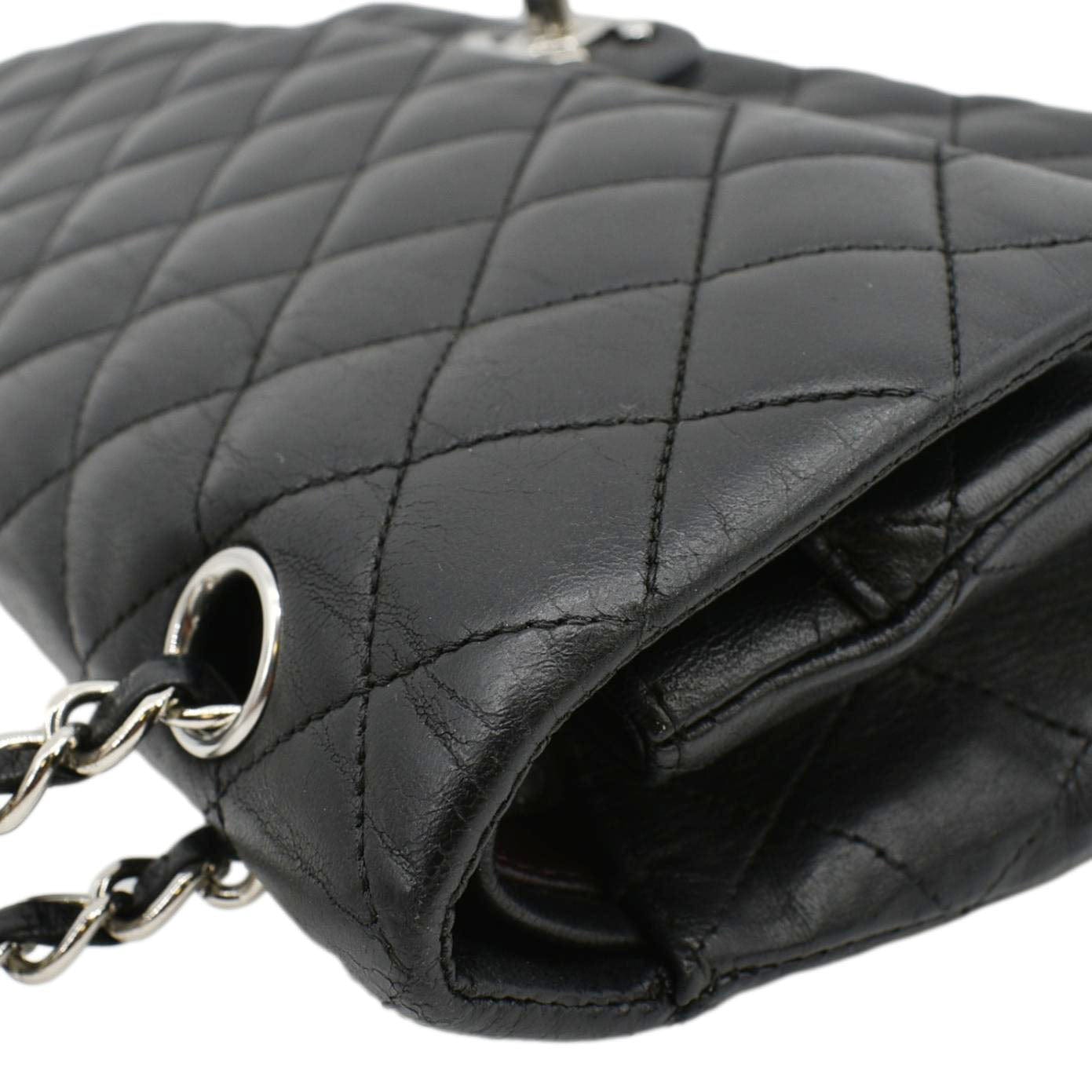 Chanel Classic Medium Double Flap Quilted Leather Shoulder Bag Black