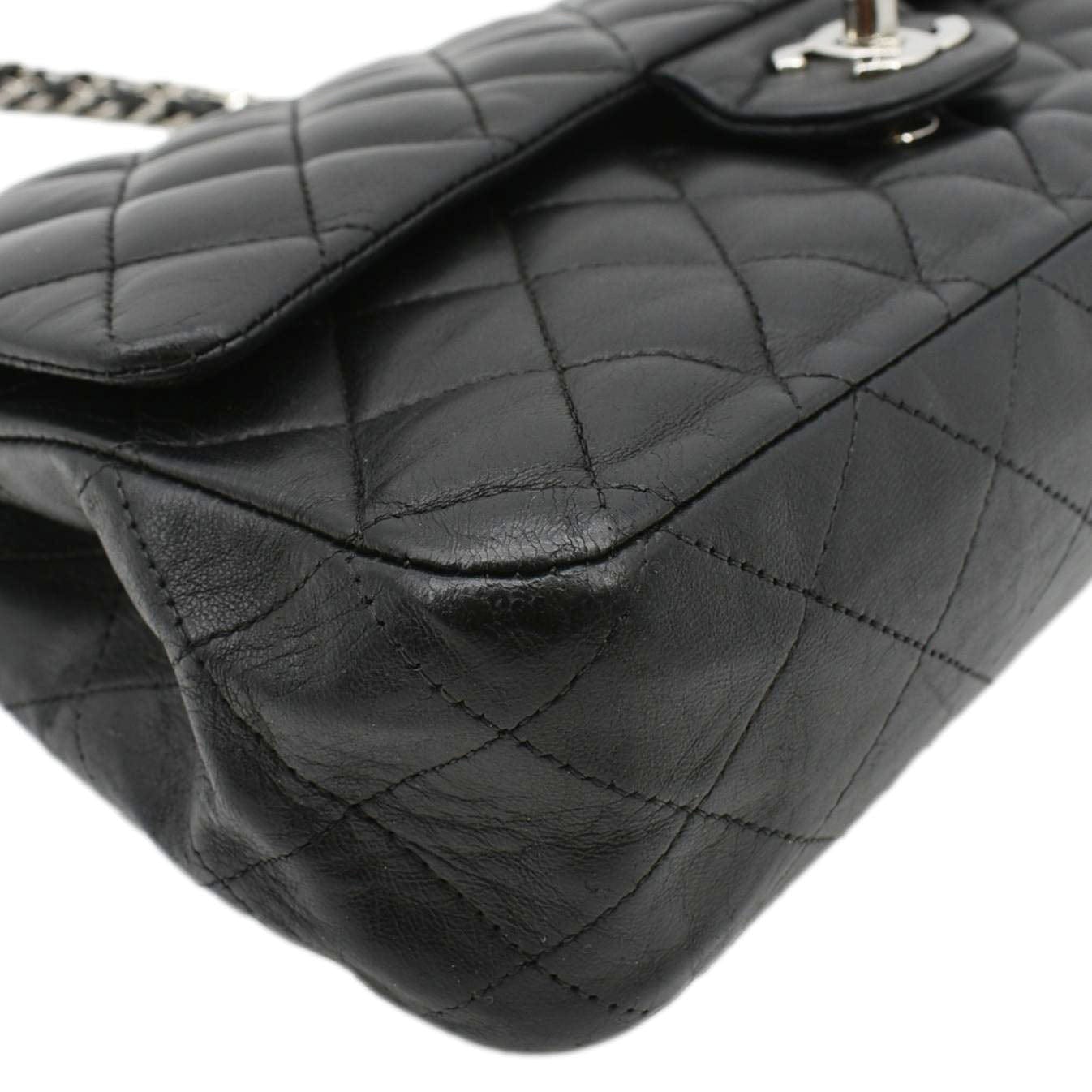 Chanel Classic Medium Double Flap Quilted Leather Shoulder Bag Black