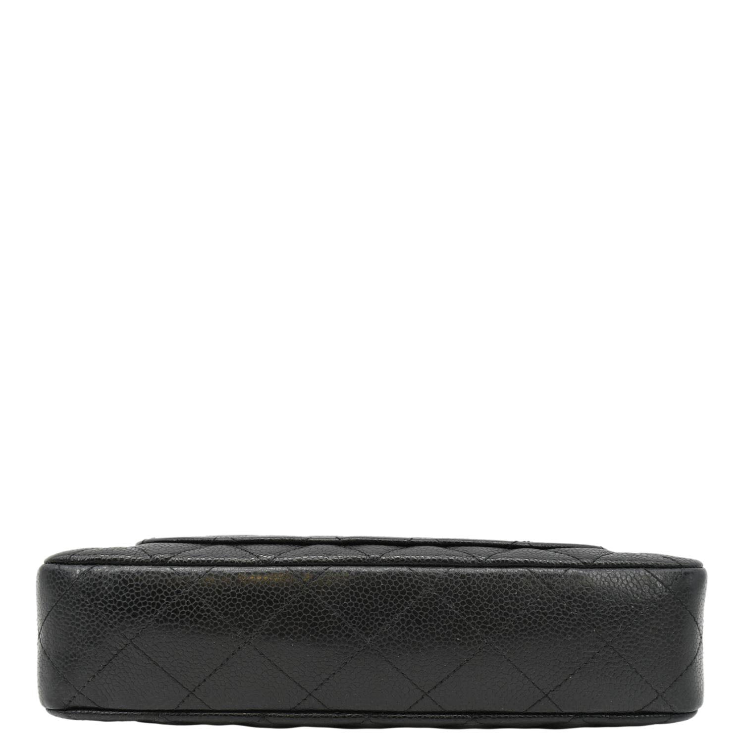 Chanel Front Pocket Quilted Caviar Leather Chain Shoulder Bag Black