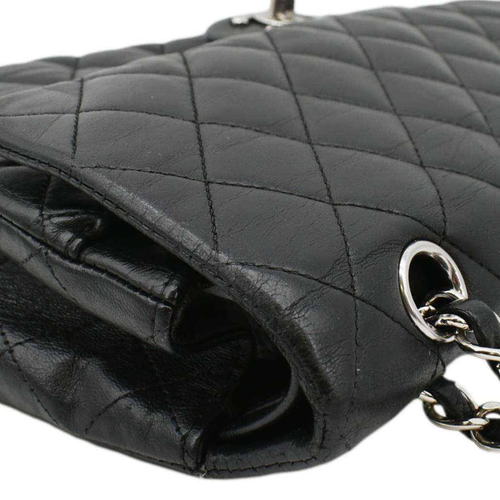 Chanel Classic Medium Double Flap Quilted Leather Shoulder Bag Black