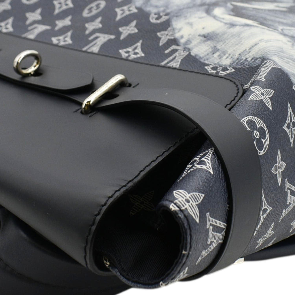 LOUIS VUITTON Steamer Savane Monogram Chapman Canvas Backpack Bag Navy Blue