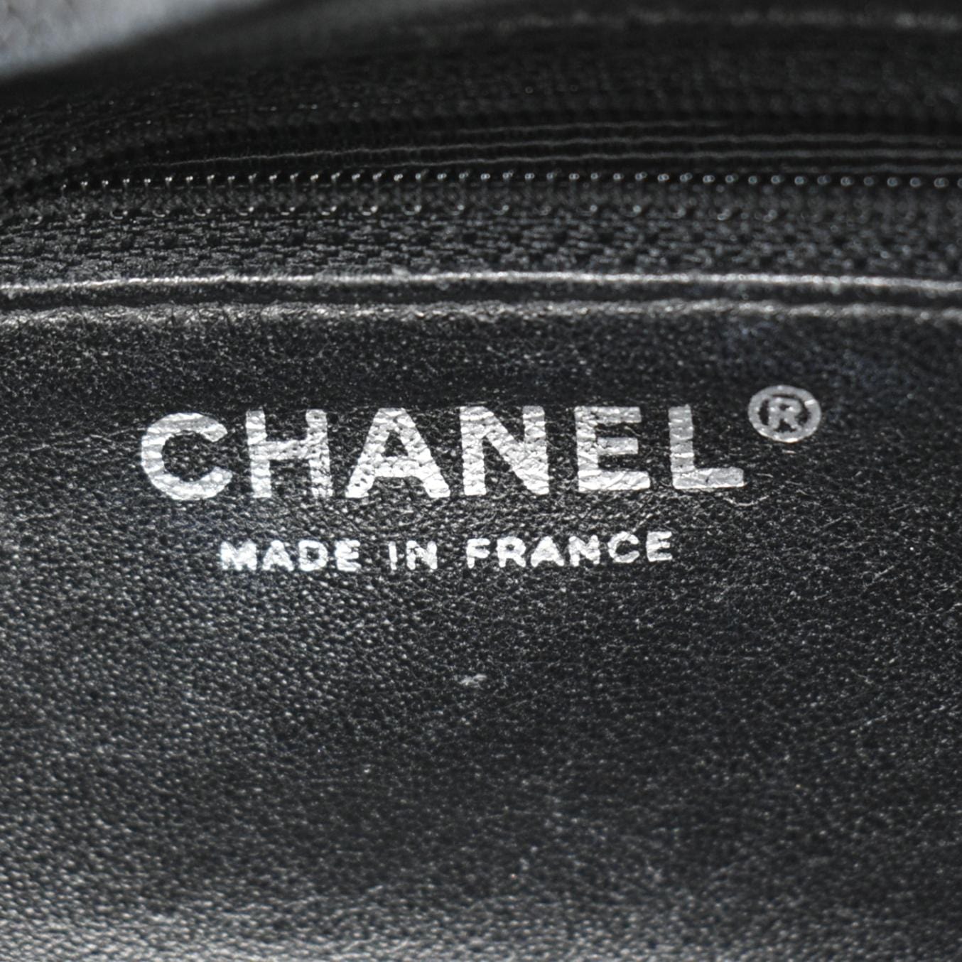 Chanel Front Pocket Quilted Caviar Leather Chain Shoulder Bag Black