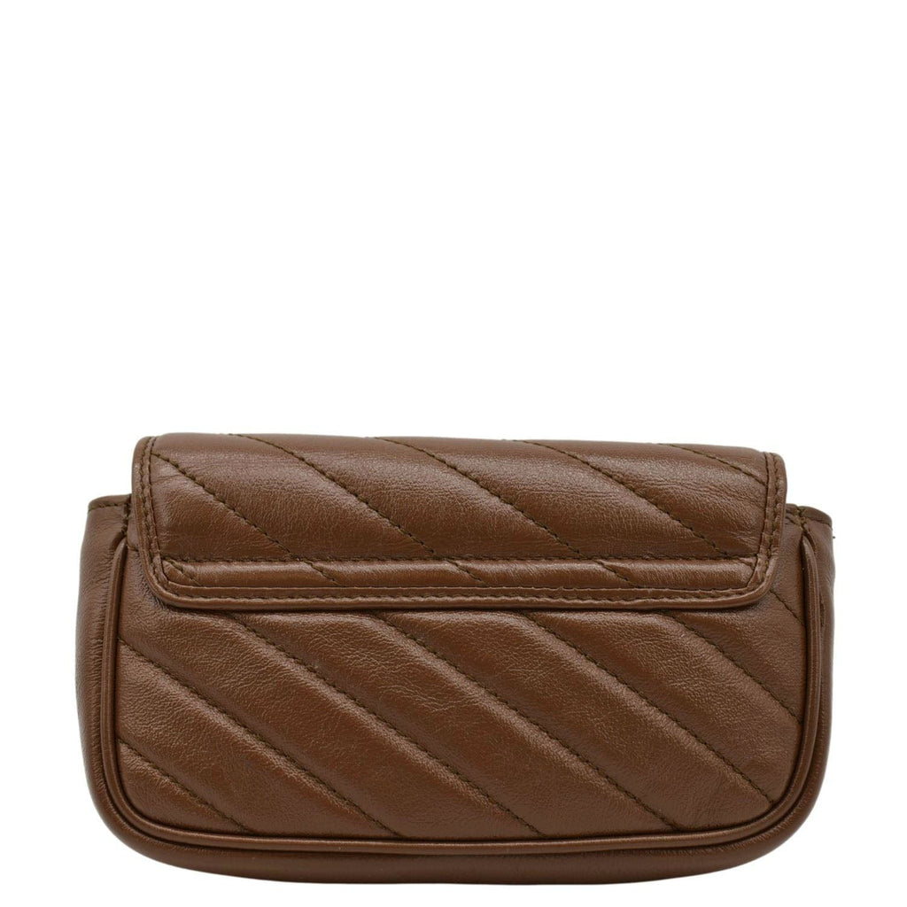 GUCCI Gucci Marmont Super Mini Matelasse Leather Shoulder Bag Brown 476433