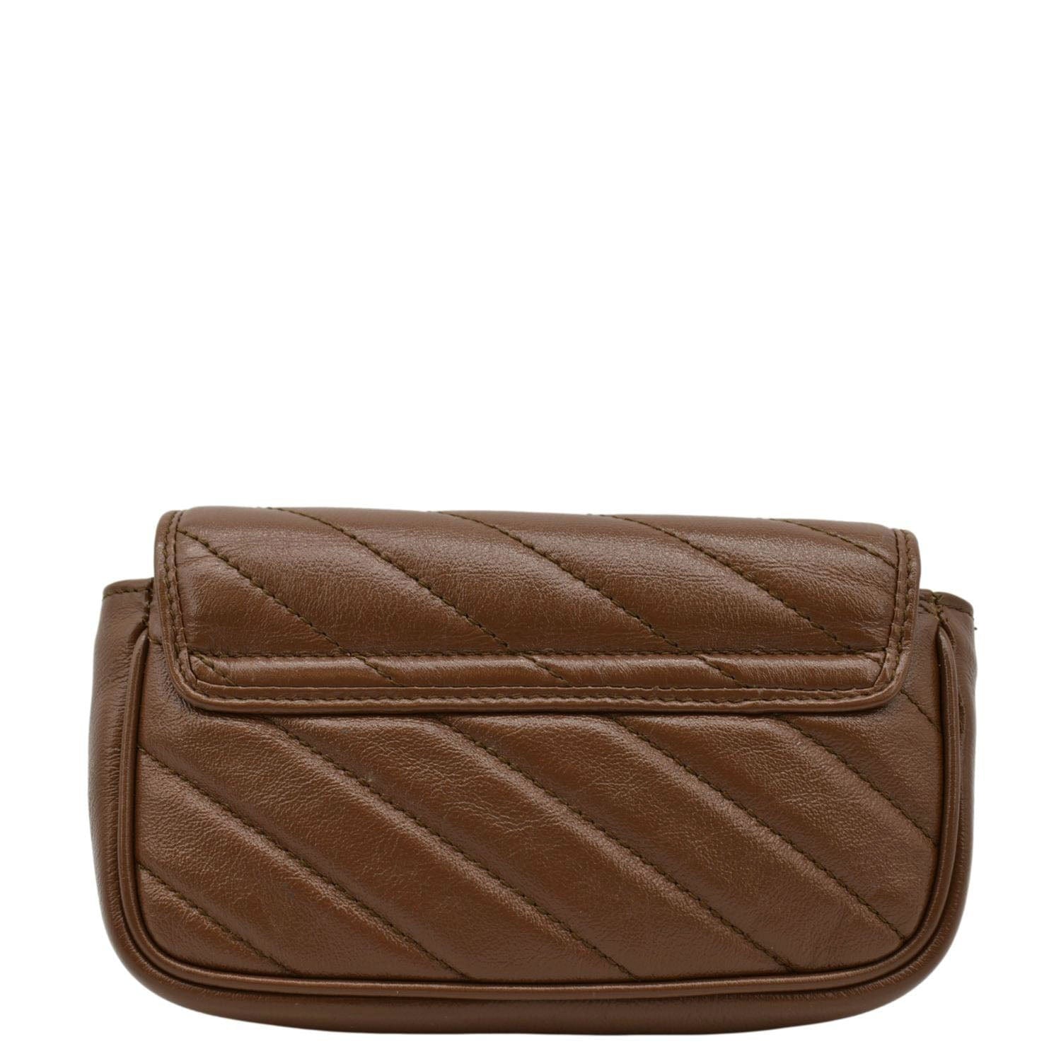 GUCCI Gucci Marmont Super Mini Matelasse Leather Shoulder Bag Brown 476433