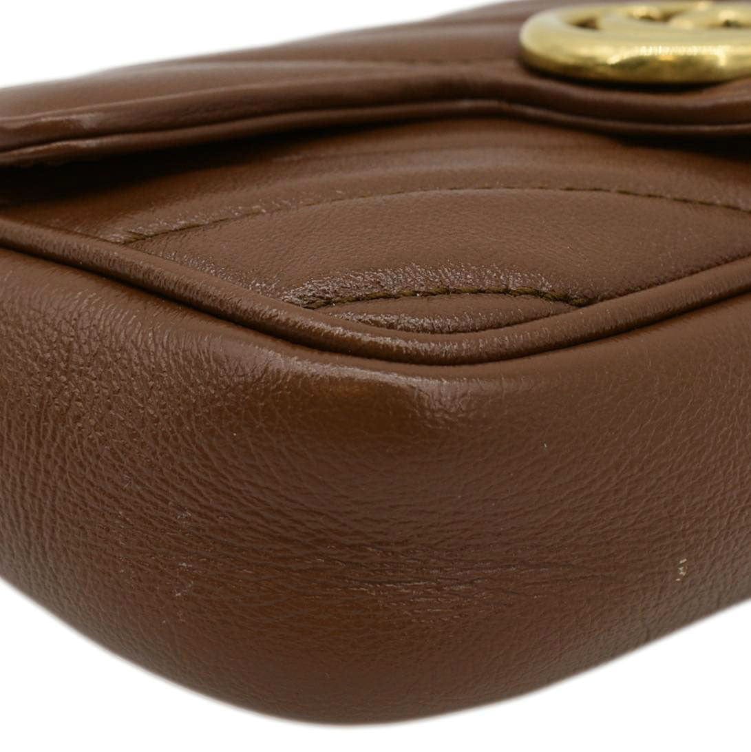 GUCCI Gucci Marmont Super Mini Matelasse Leather Shoulder Bag Brown 476433