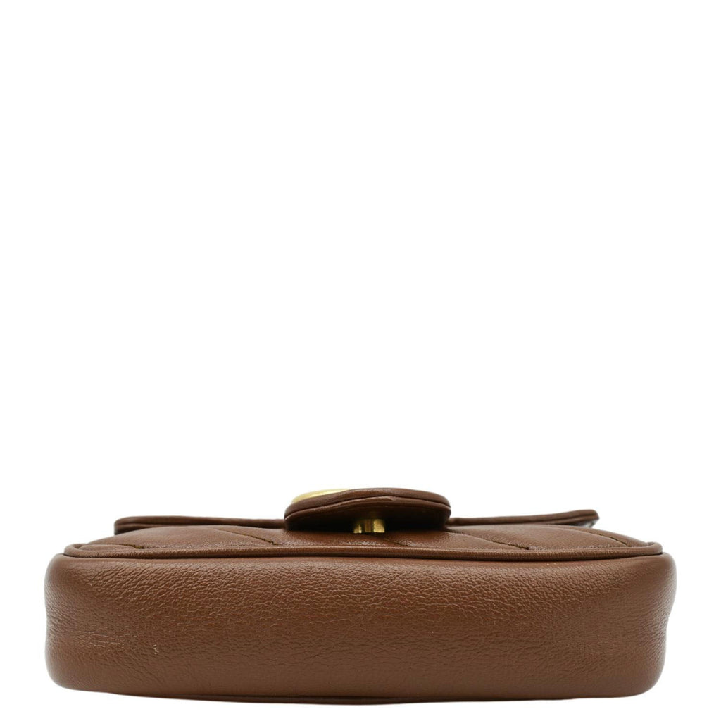 GUCCI Gucci Marmont Super Mini Matelasse Leather Shoulder Bag Brown 476433