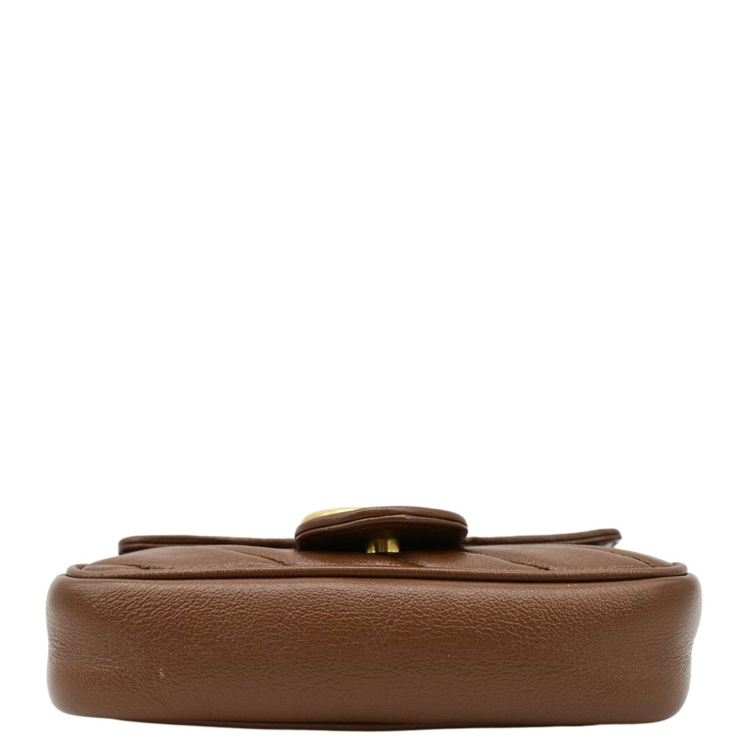 GUCCI Gucci Marmont Super Mini Matelasse Leather Shoulder Bag Brown 476433