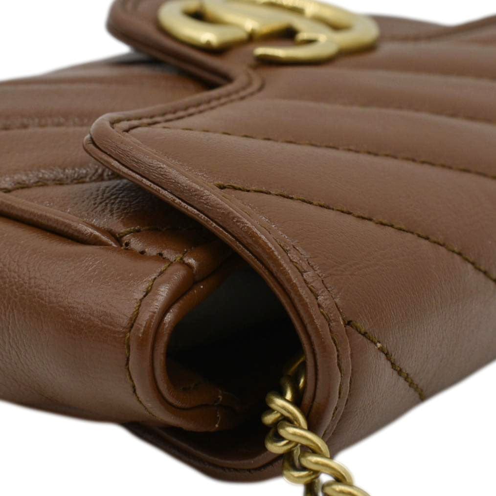 GUCCI Gucci Marmont Super Mini Matelasse Leather Shoulder Bag Brown 476433