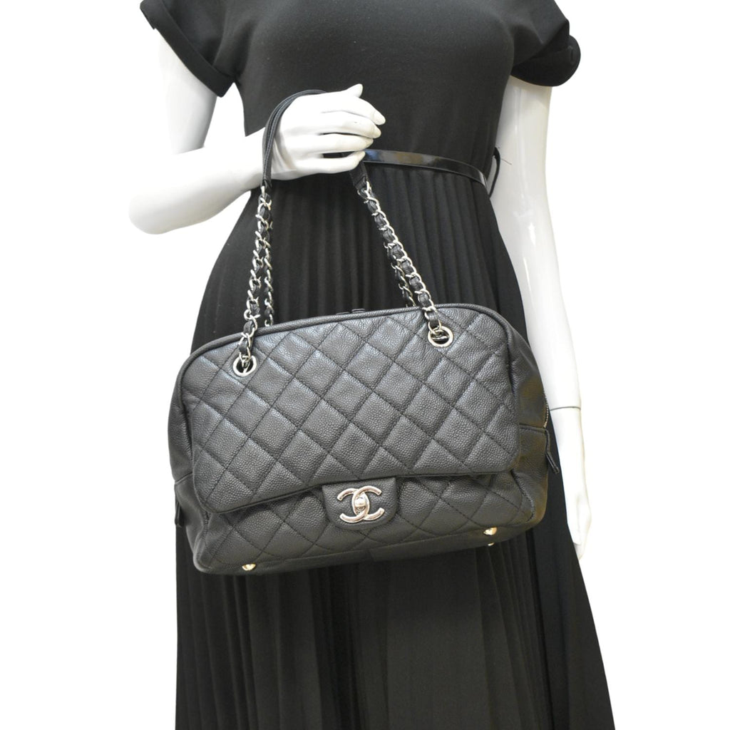 Chanel Camera Quilted Caviar Leather Shoulder Bag Black
