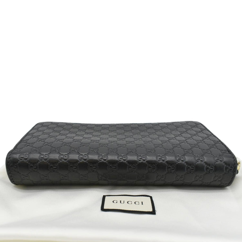 GUCCI Microguccissima Leather Zip Wallet Black 449364