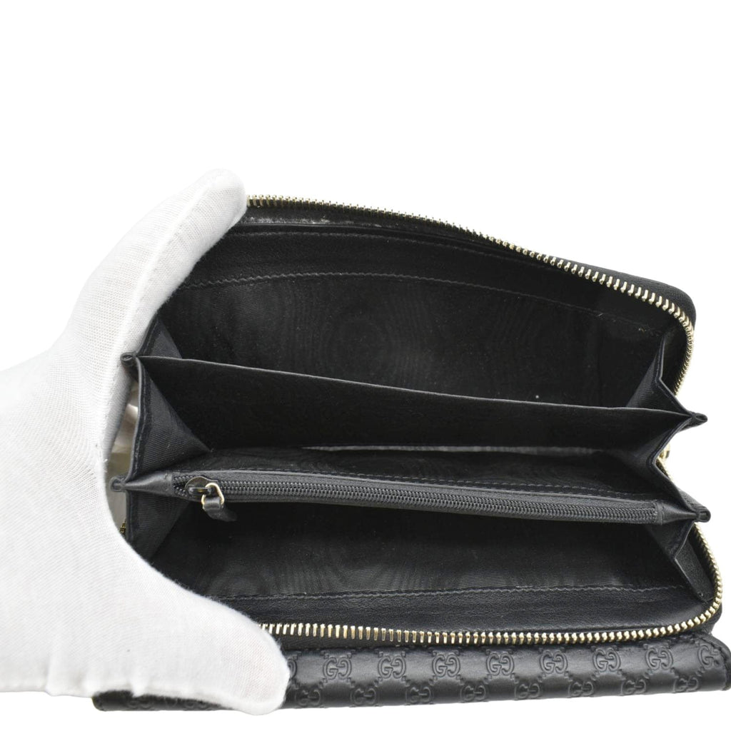 GUCCI Microguccissima Leather Zip Wallet Black 449364