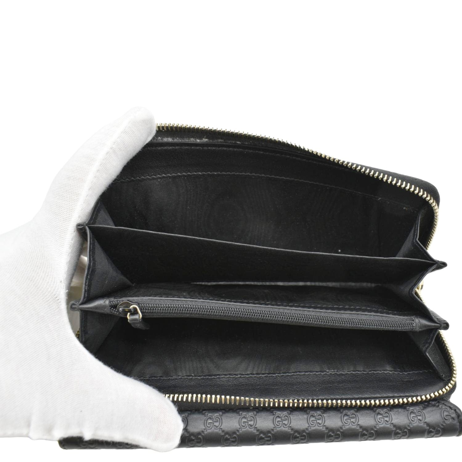 GUCCI Microguccissima Leather Zip Wallet Black 449364