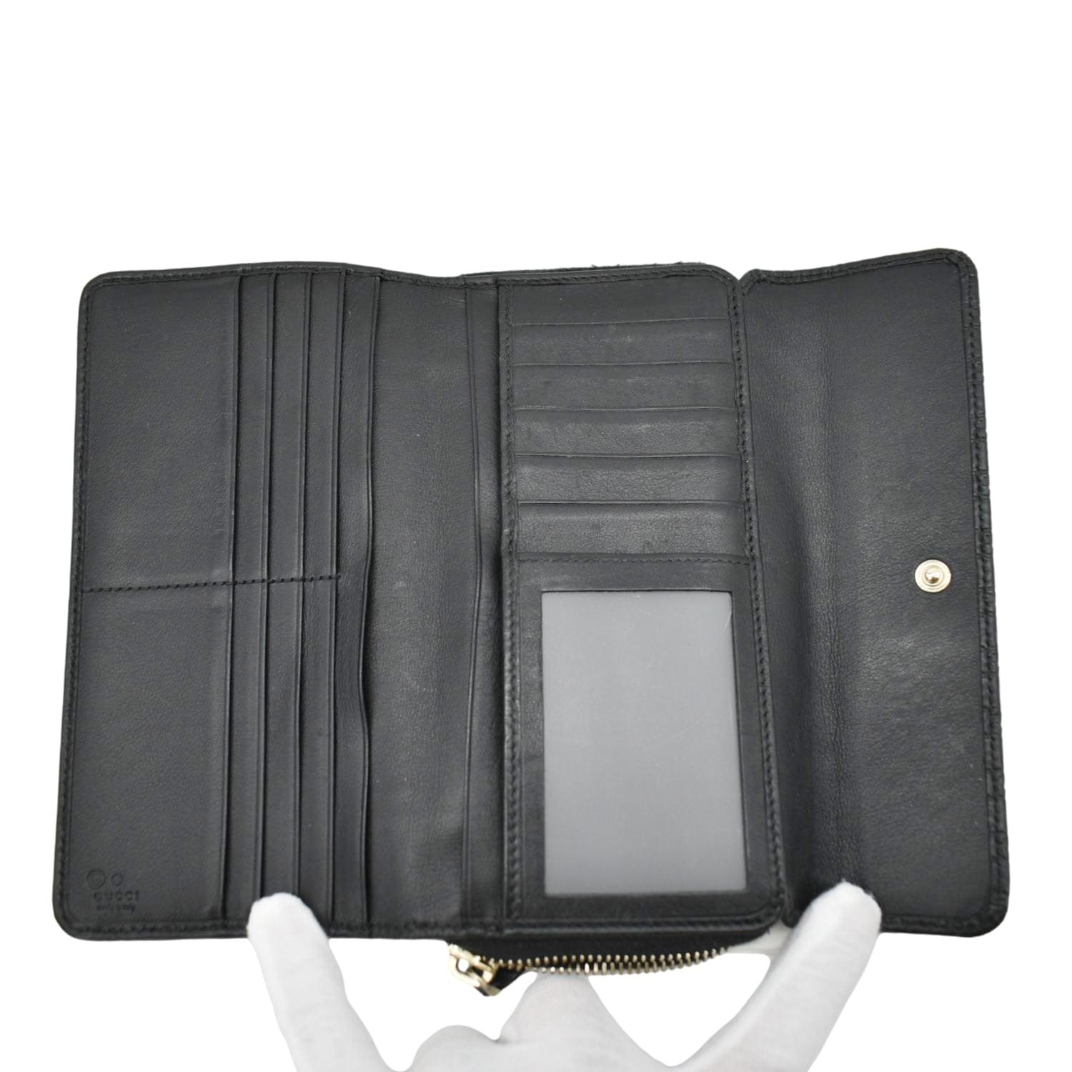 GUCCI Microguccissima Leather Zip Wallet Black 449364