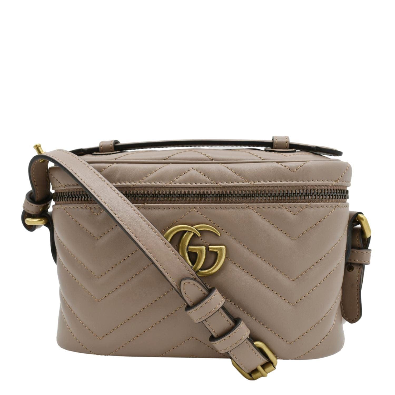 GUCCI Gucci Marmont Vanity Leather Crossbody Bag Dusty Pink 672253