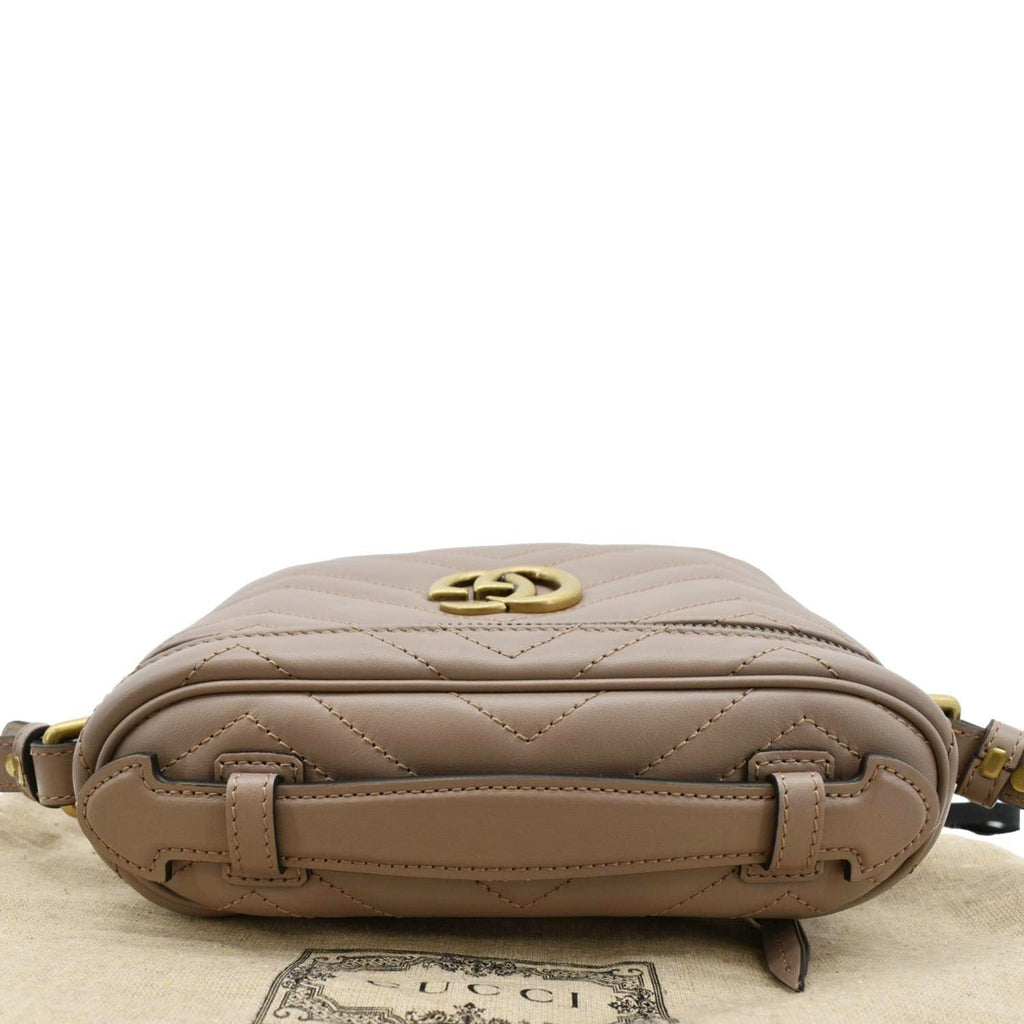 GUCCI Gucci Marmont Vanity Leather Crossbody Bag Dusty Pink 672253