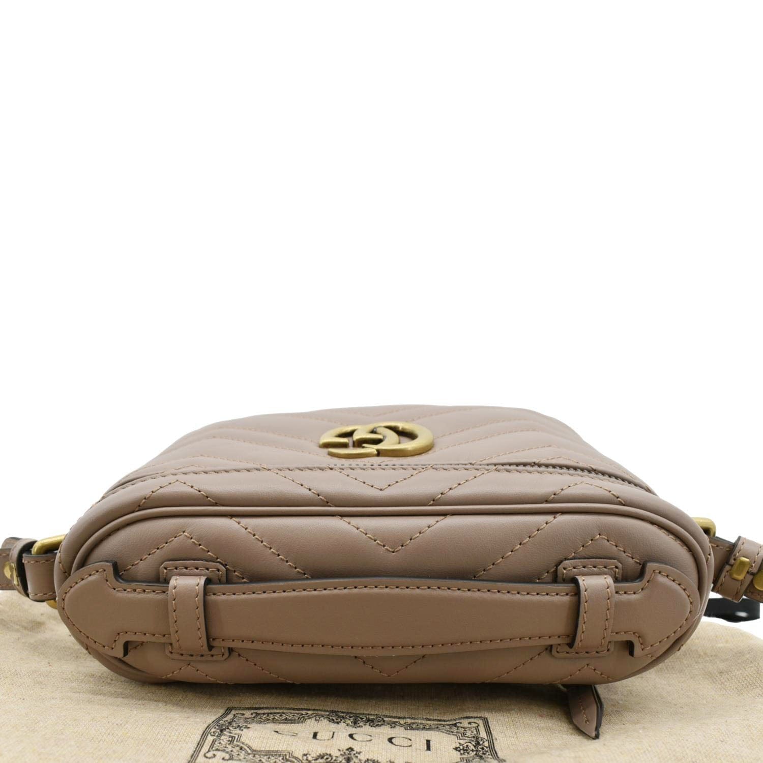 GUCCI Gucci Marmont Vanity Leather Crossbody Bag Dusty Pink 672253