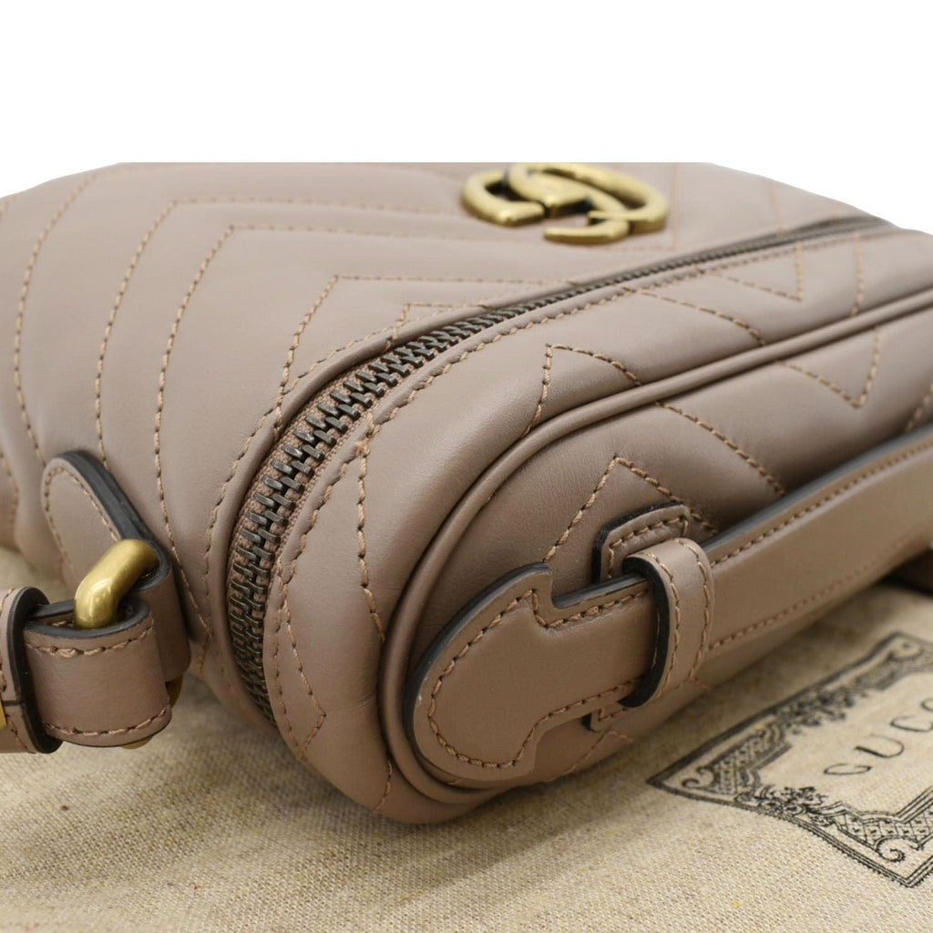 GUCCI Gucci Marmont Vanity Leather Crossbody Bag Dusty Pink 672253