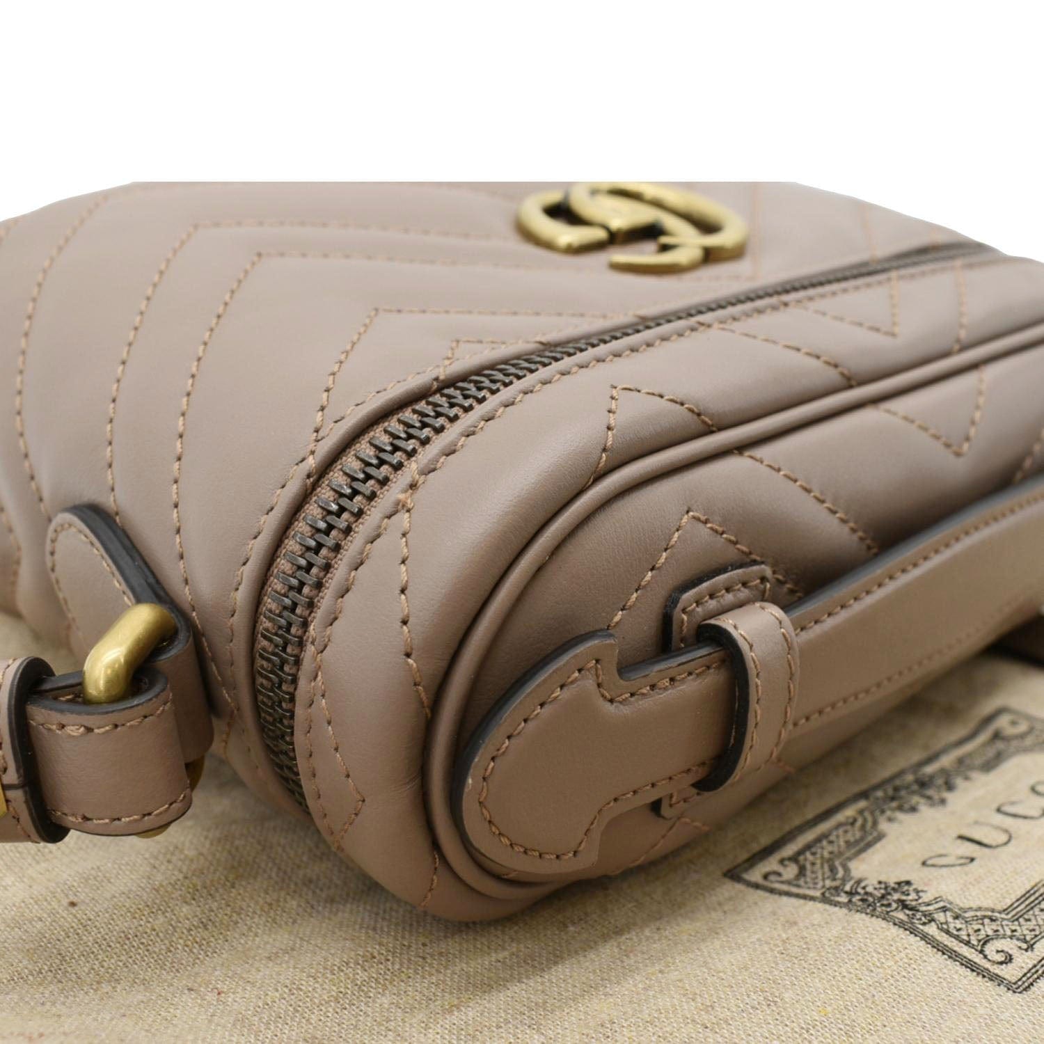 GUCCI Gucci Marmont Vanity Leather Crossbody Bag Dusty Pink 672253