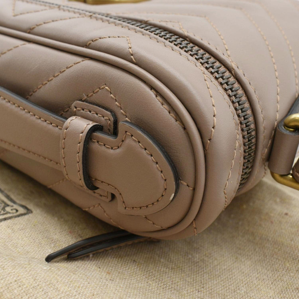 GUCCI Gucci Marmont Vanity Leather Crossbody Bag Dusty Pink 672253