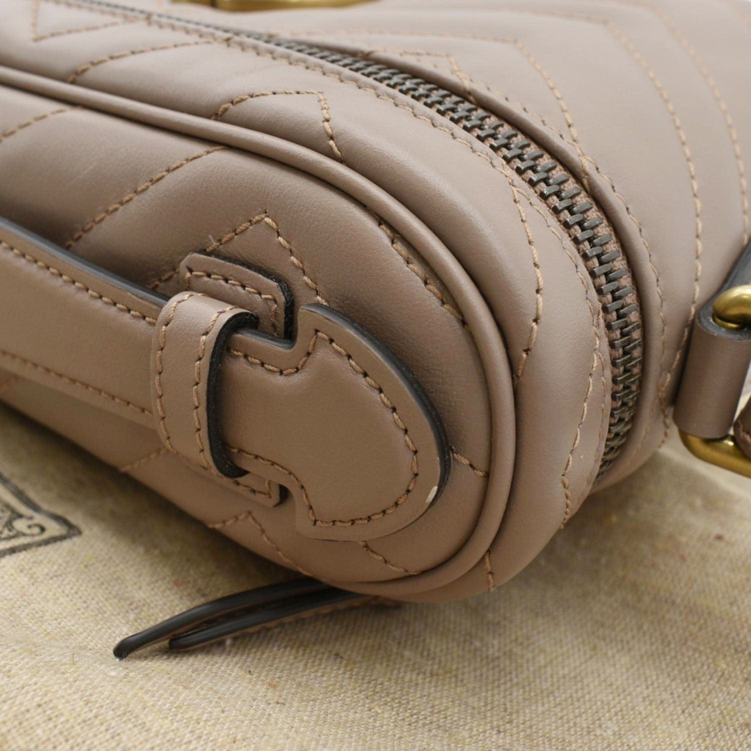 GUCCI Gucci Marmont Vanity Leather Crossbody Bag Dusty Pink 672253