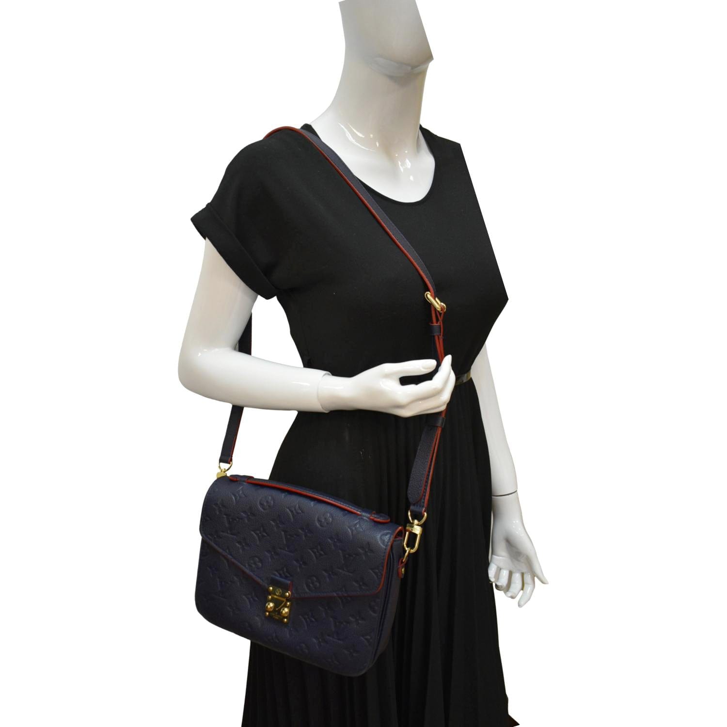 LOUIS VUITTON Metis Pochette Empreinte Leather Crossbody Bag Navy Blue