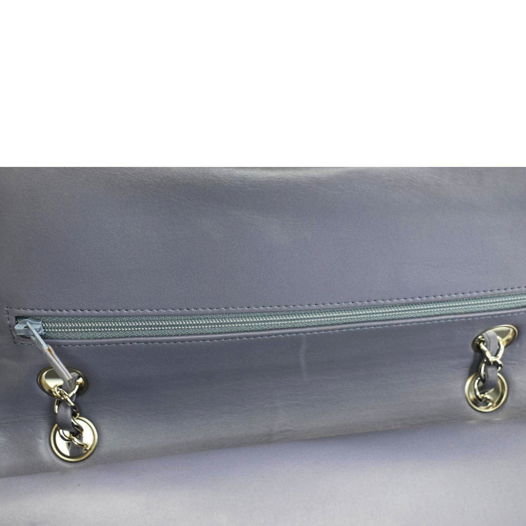 Chanel Classic Double Flap Quilted Leather Shoulder Bag Lavender