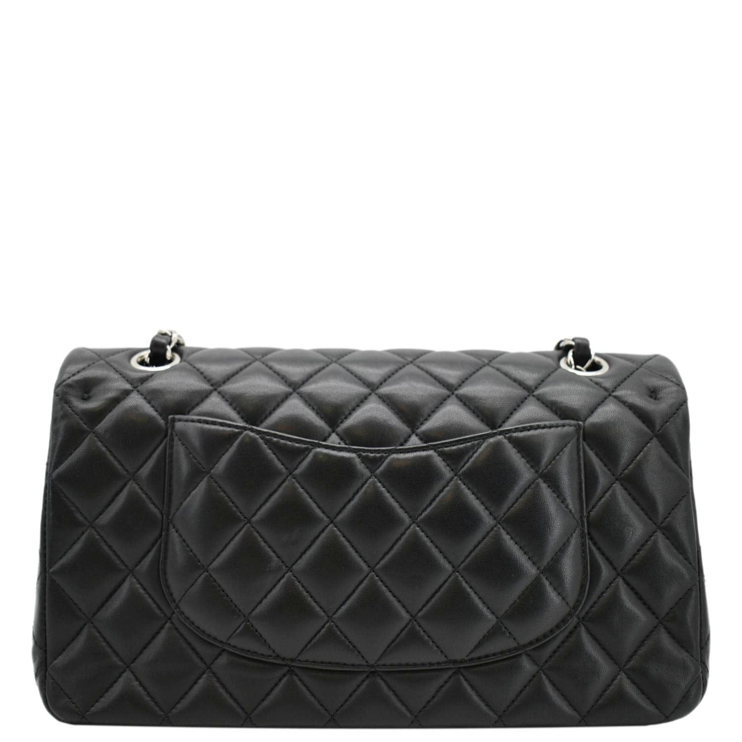 Chanel Classic Medium Double Flap Quilted Leather Shoulder Bag Black