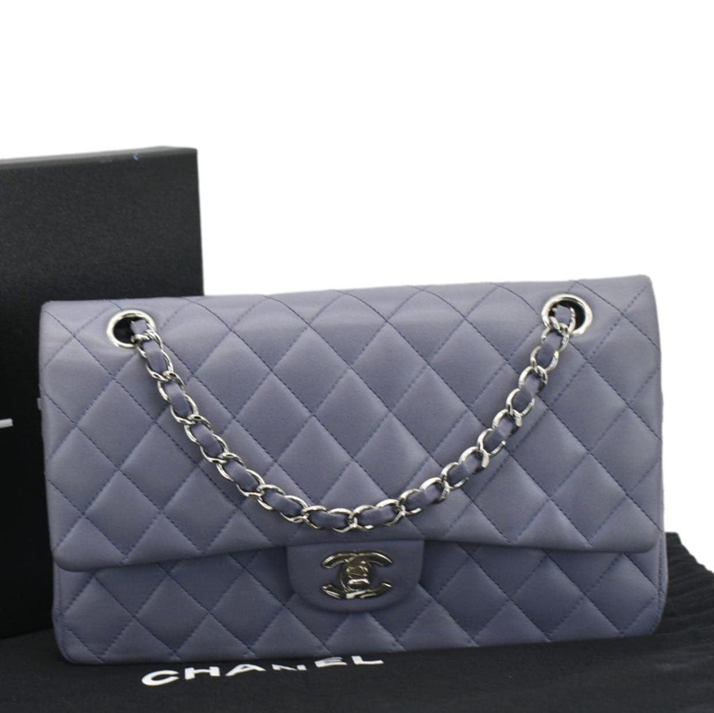 Chanel Classic Double Flap Quilted Leather Shoulder Bag Lavender