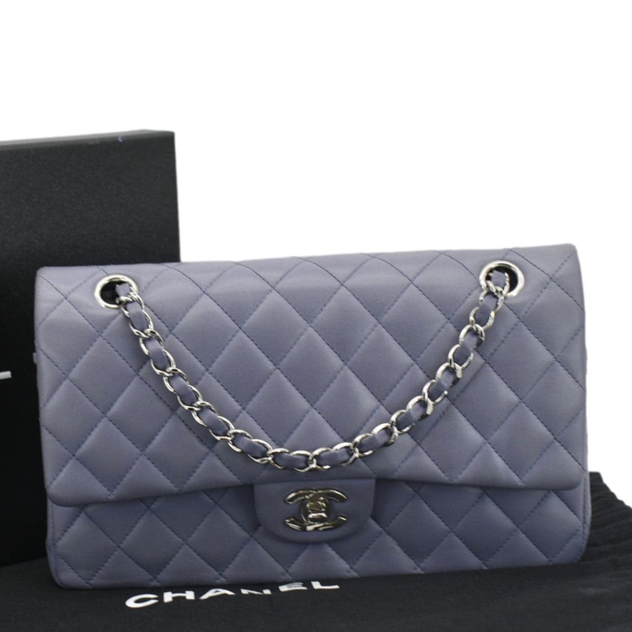 Chanel Classic Double Flap Quilted Leather Shoulder Bag Lavender