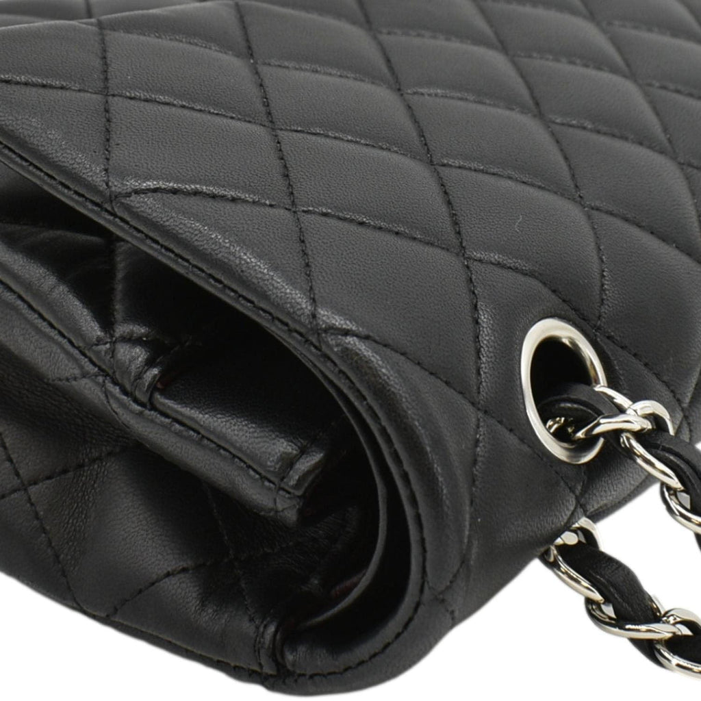 Chanel Classic Medium Double Flap Quilted Leather Shoulder Bag Black