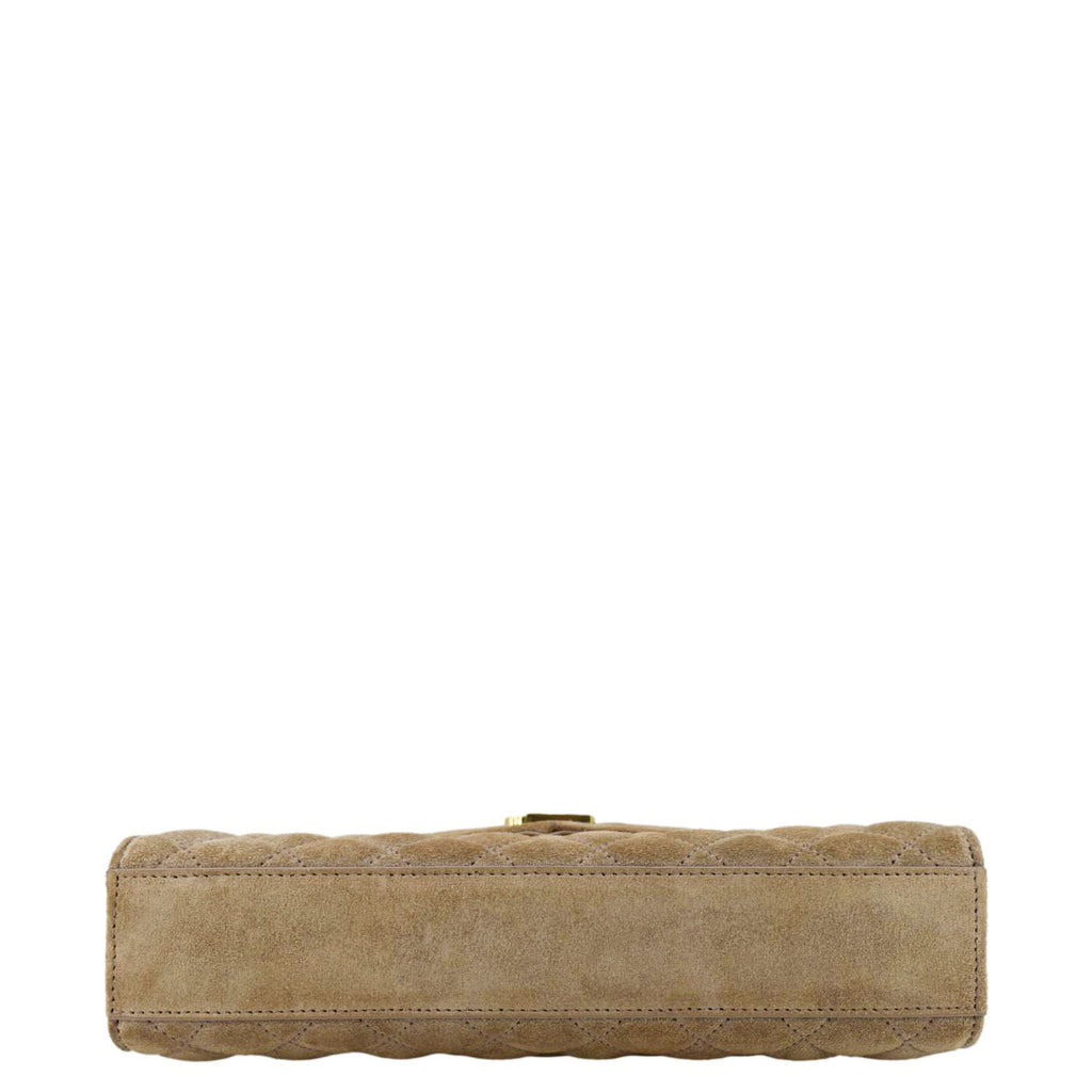 YVES SAINT LAURENT Medium Envelope Matelasse Suede Crossbody Bag Beige