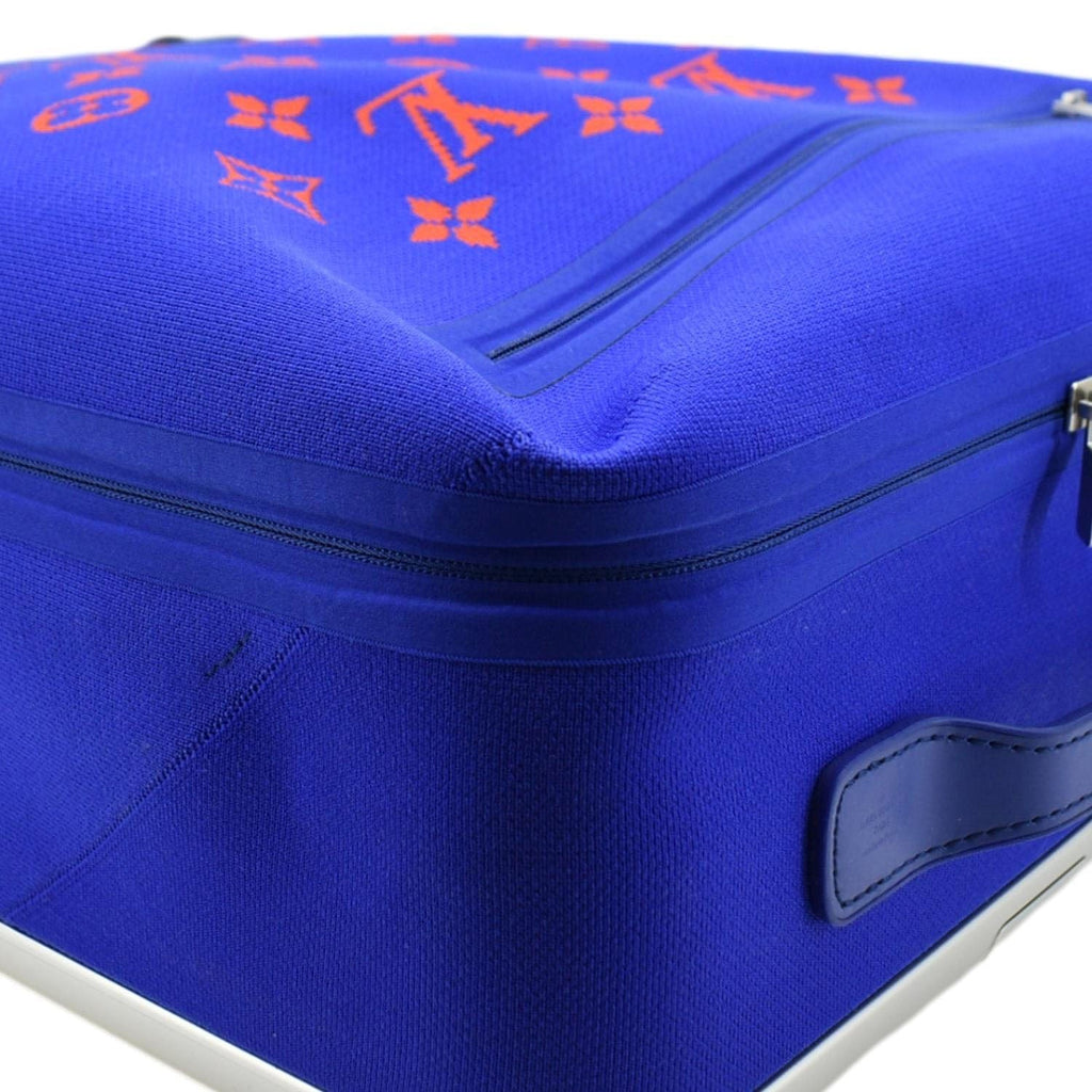 Louis Vuitton Horizon 55 4R Soft Thermoform Knit  Rolling Luggage Travel Bag Blue