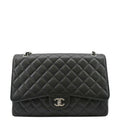 Chanel Classic Maxi Single Flap Caviar Leather Shoulder Bag Black