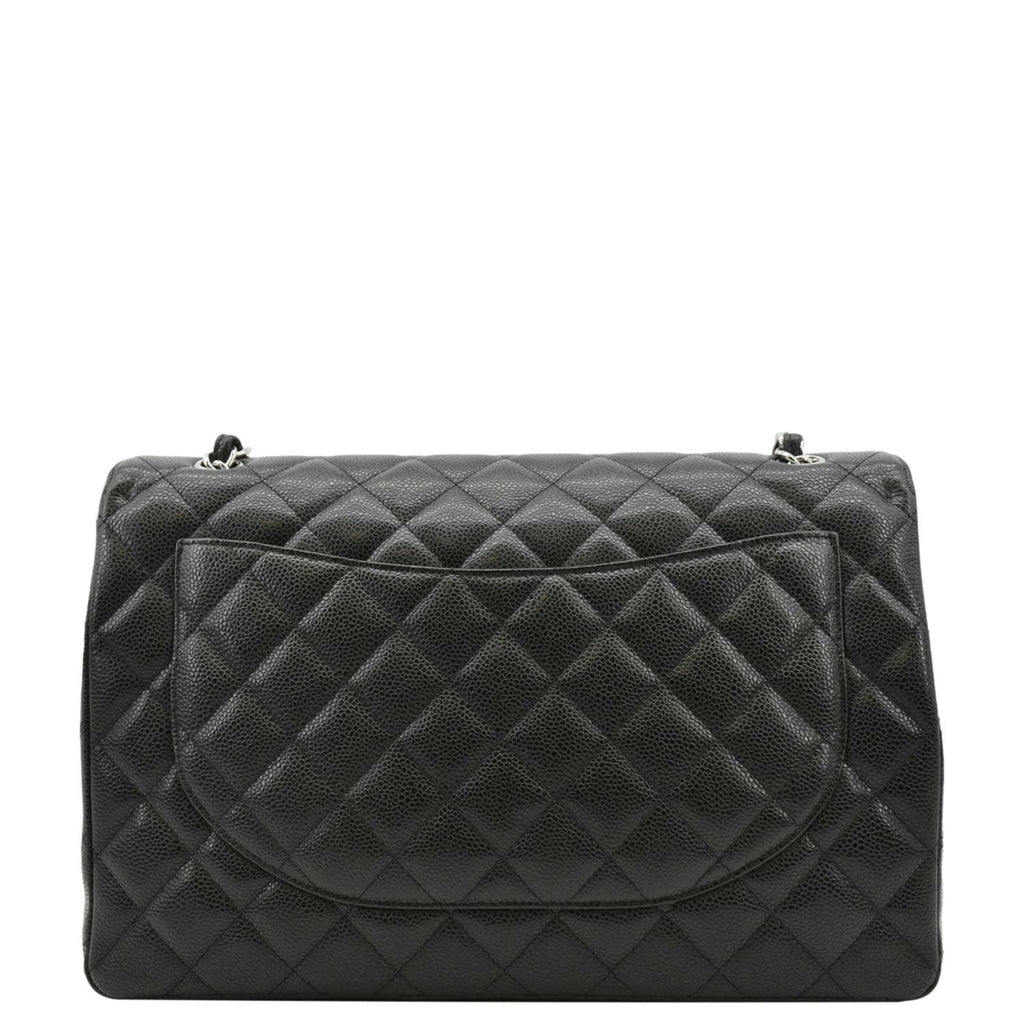 Chanel Classic Maxi Single Flap Caviar Leather Shoulder Bag Black