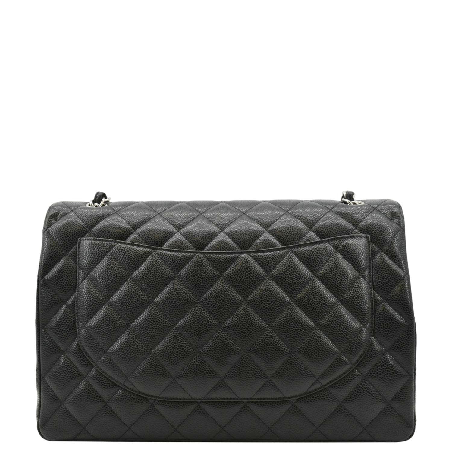 Chanel Classic Maxi Single Flap Caviar Leather Shoulder Bag Black