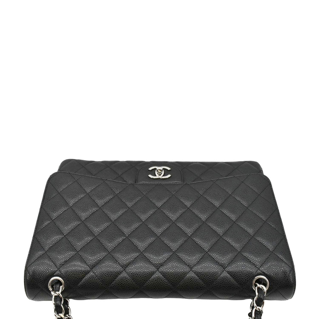 Chanel Classic Maxi Single Flap Caviar Leather Shoulder Bag Black