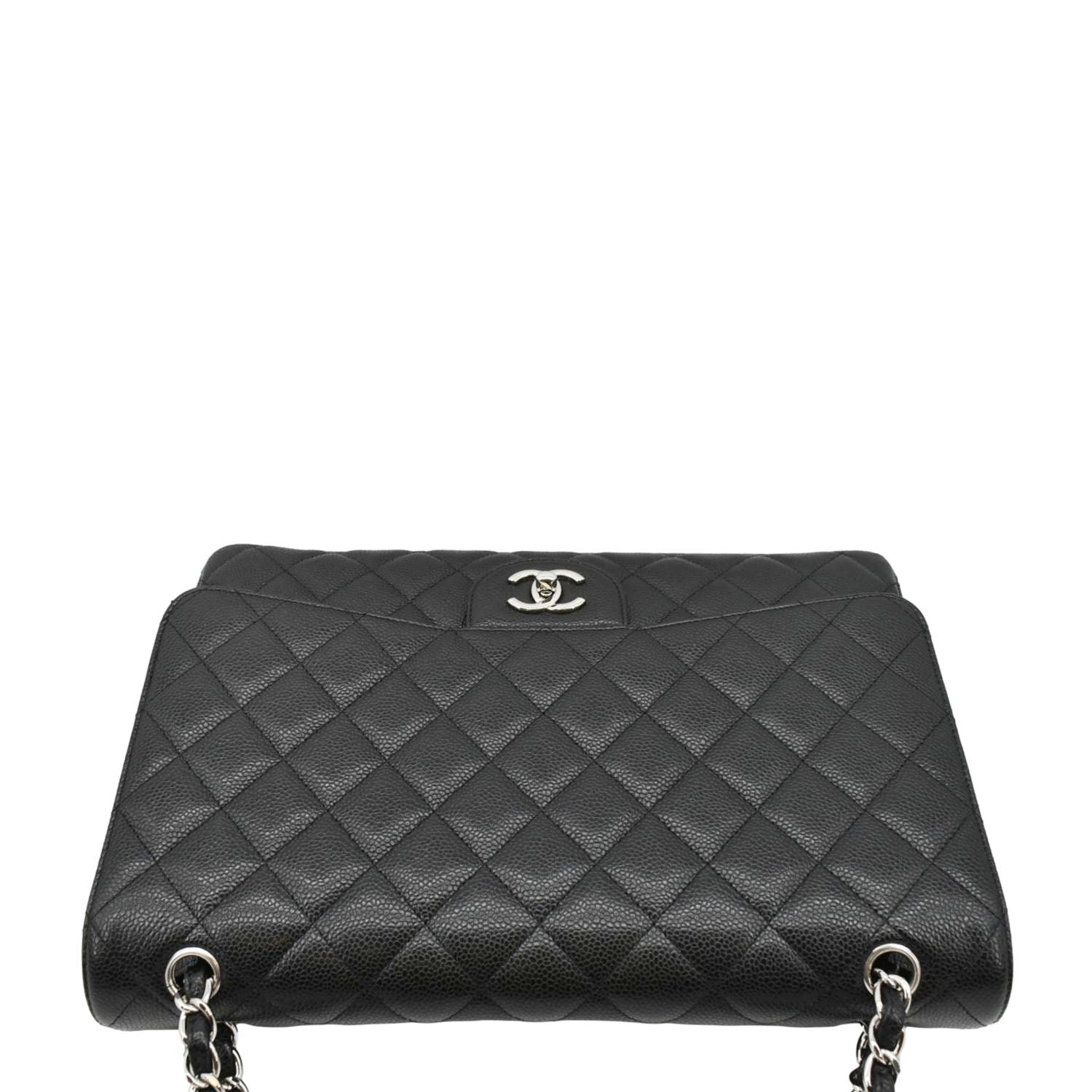Chanel Classic Maxi Single Flap Caviar Leather Shoulder Bag Black
